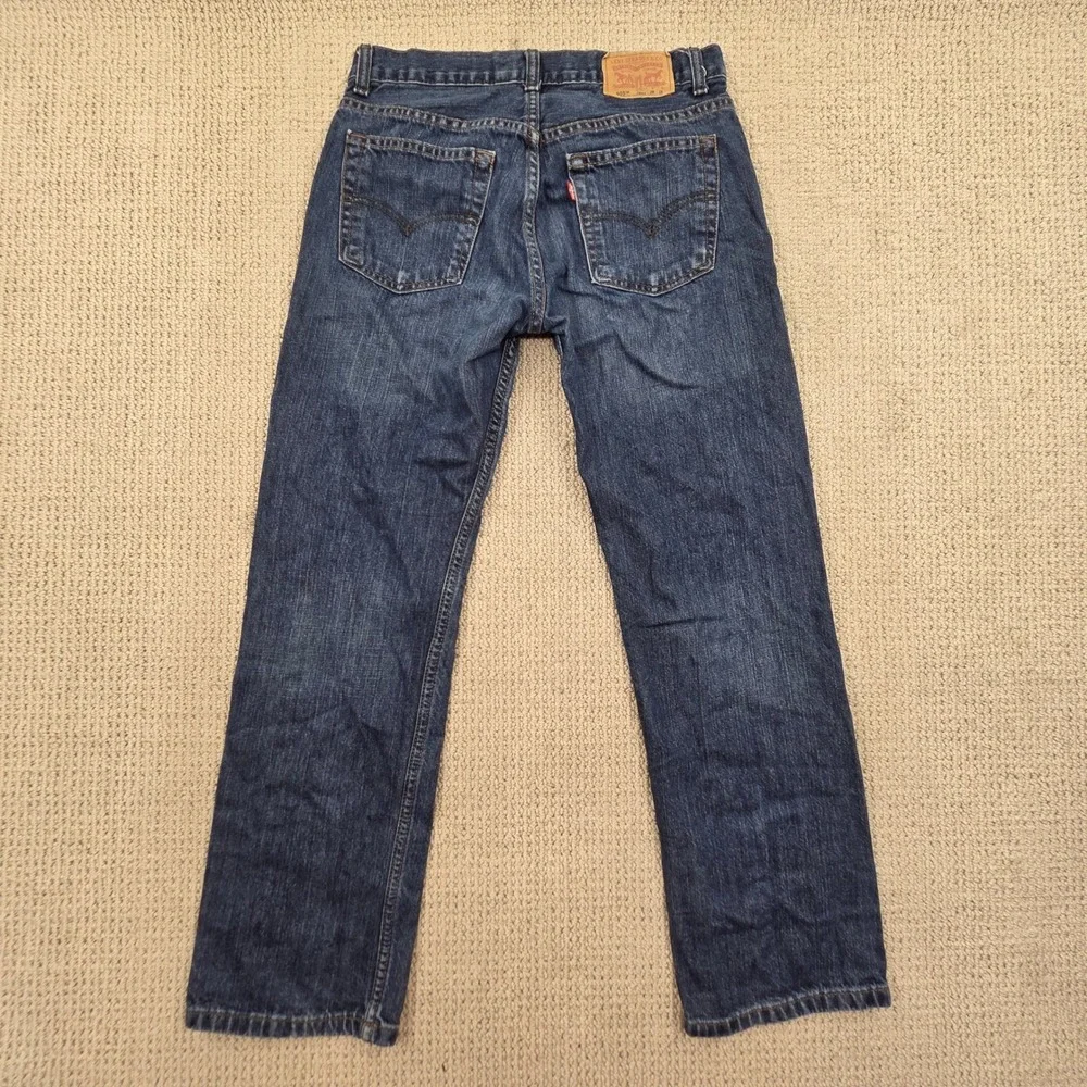 Levis 505 Regular Fit Jeans Boys 16 Reg 28x28 Dark Wash Blue Straight Leg Denim